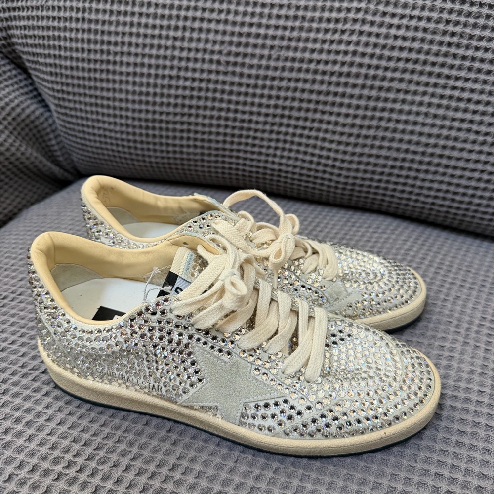 Authentic Gold Goose Ballstar Swarovski Crystal-Embellished Sneakers 37 Rare - Picture 4 of 8